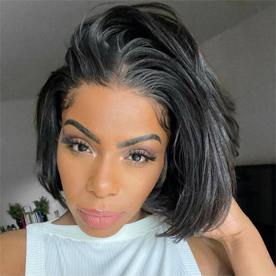 13X4 LACE FRONTAL SHORT SILK STRIGHT BLUNT CUT WIG