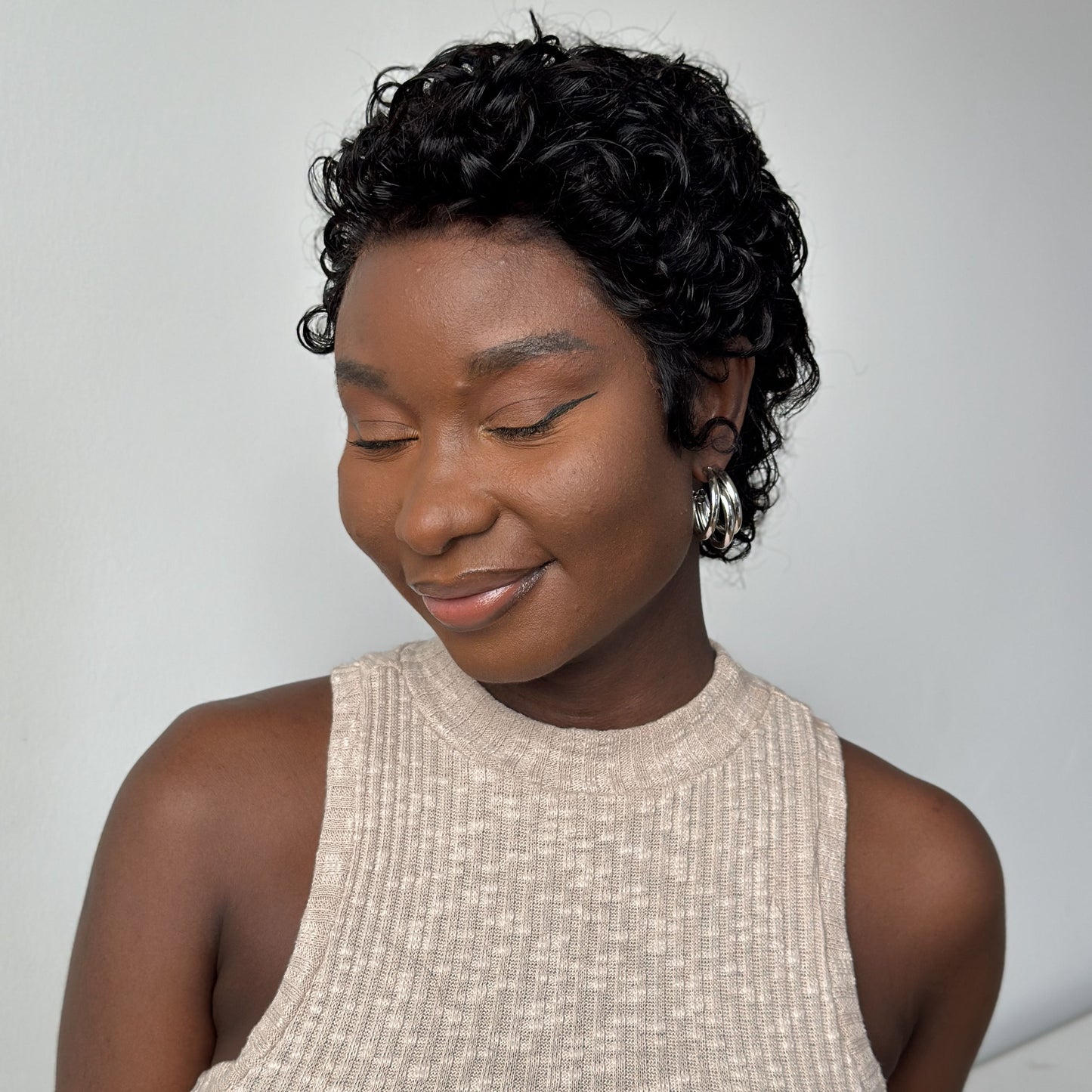Full Lace Short Curly Pixie Cut Glueless Human Hair Wig