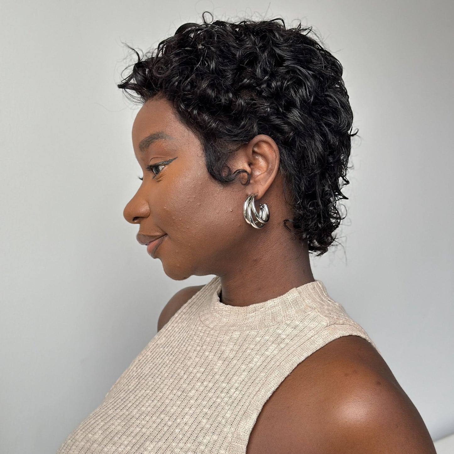 Full Lace Short Curly Pixie Cut Glueless Human Hair Wig