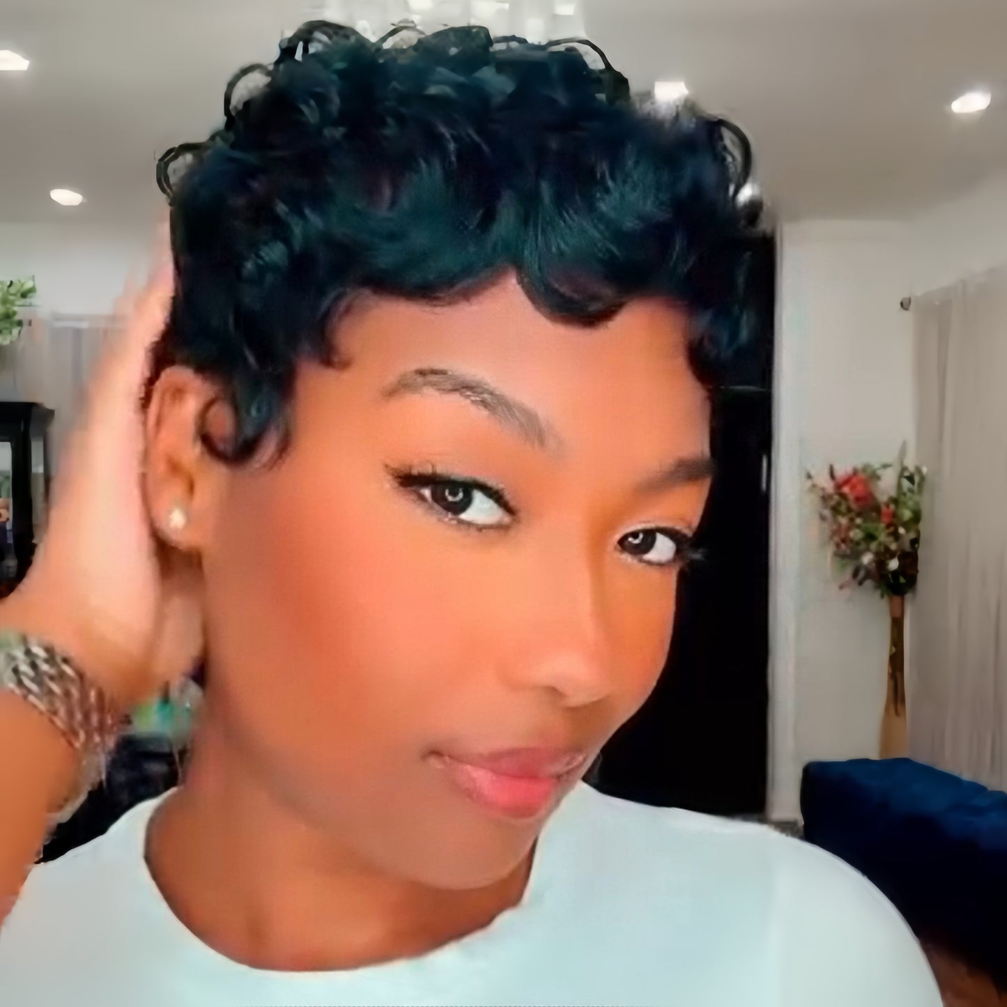 Full Lace Urban Edge Wave Pixie Short Curls Silky Human Wig