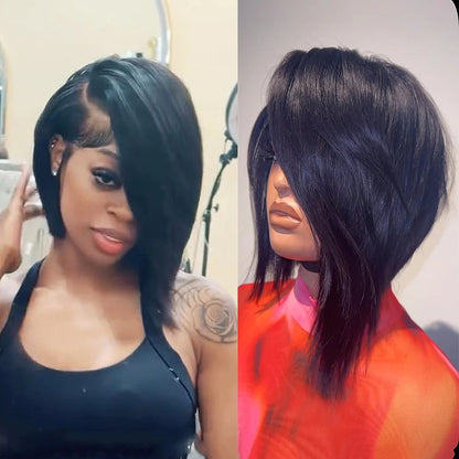 Asymmetry Long Layers Bob Side-parted 13x4 Lace Frontal Wig