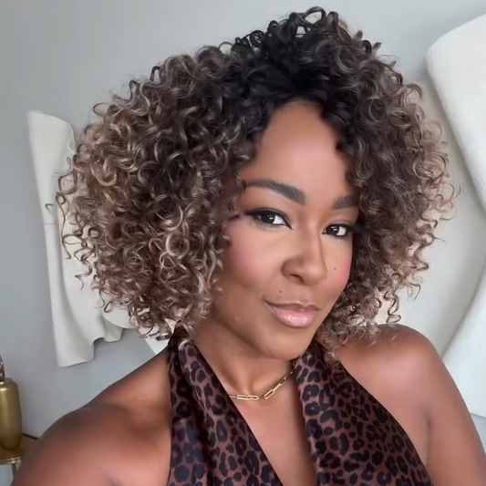 Ombre Blonde Highlight Glueless Curly Wig
