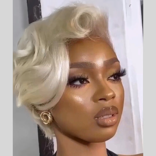 613 Boss Lady Short Curly Layered Pixie Cuts Lace Wig