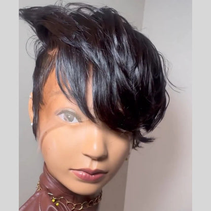 Pixie Cut Long Bangs 13x4 Lace Front Wig