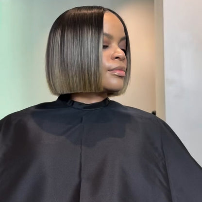 Blonde Highlight With Black Blunt Cut Bob 5x5 Lace Closure Wig