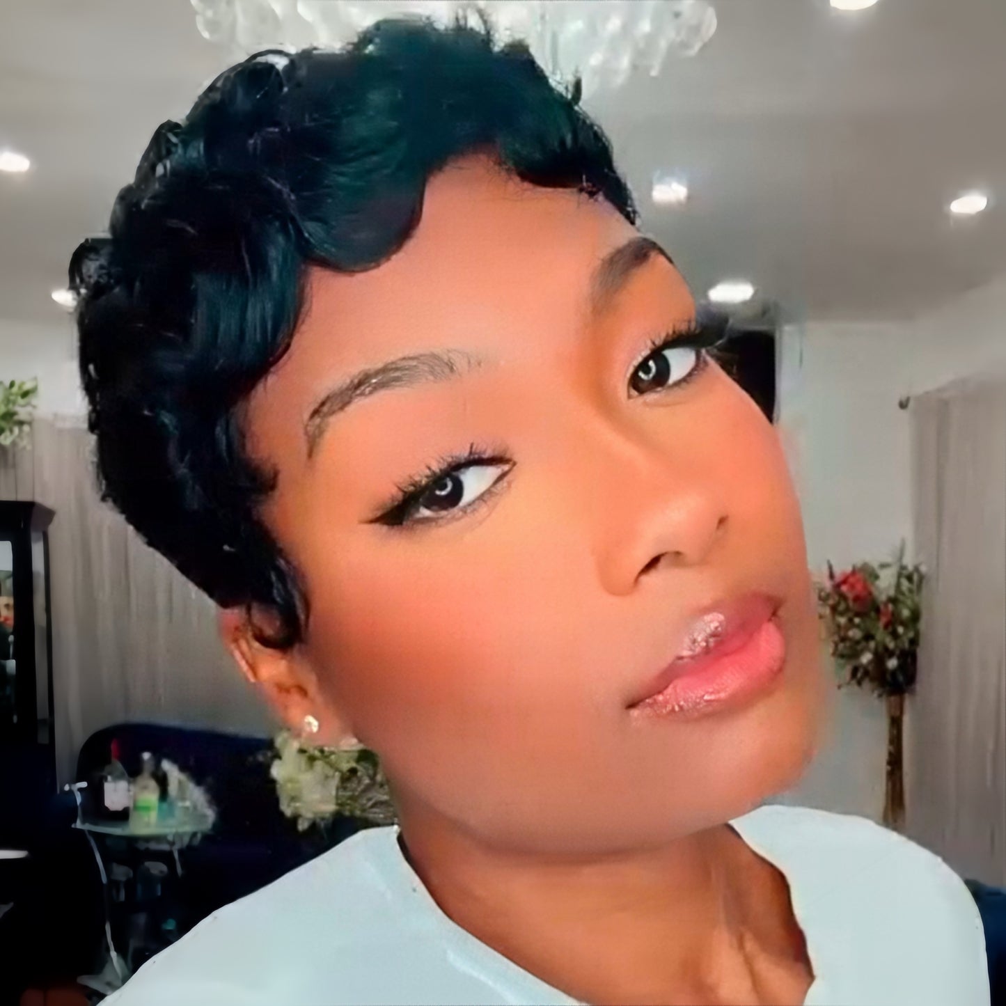 Full Lace Urban Edge Wave Pixie Short Curls Silky Human Wig