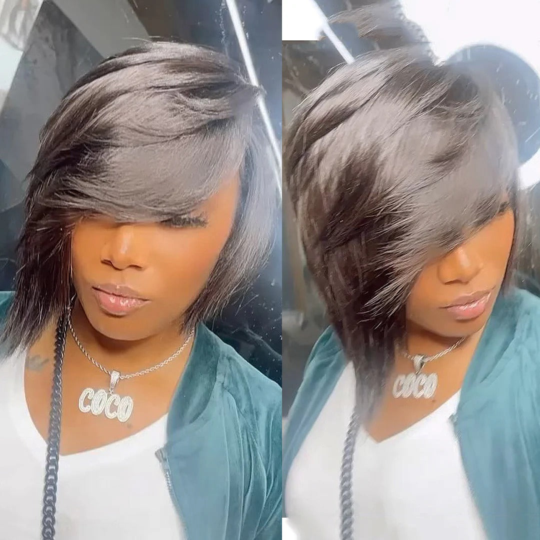 Asymmetry Long Layers Bob Side-parted 13x4 Lace Frontal Wig