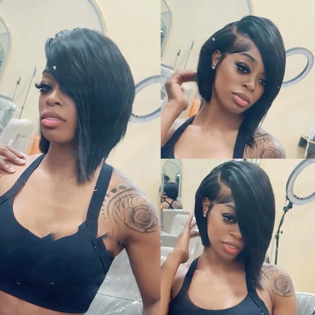 Asymmetry Long Layers Bob Side-parted 13x4 Lace Frontal Wig