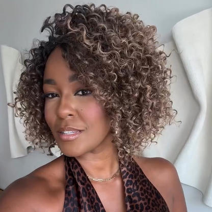 Ombre Blonde Highlight Glueless Curly Wig