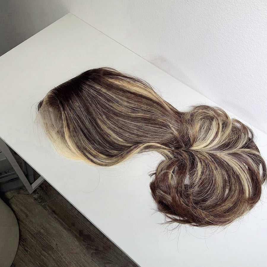 Put On ＆ Go Balayage Blonde Highlight Layered Wavy Lace Closure Wig