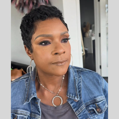 Curly Pixie Cut Human Hair Short Full Lace Wig For Black Women