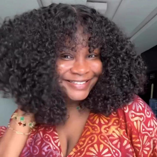Put on & Go Glueless Kinky Curly 5x5 Lace Closure Wig With Bangs