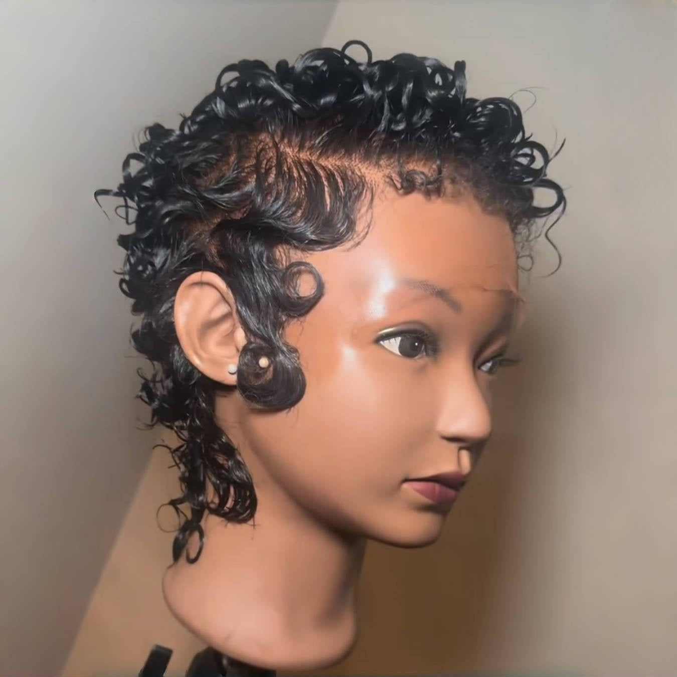 Full Lace Short Curly Pixie Cut Glueless Human Hair Wig