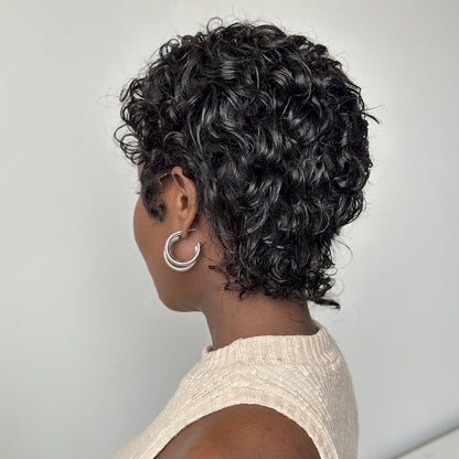 Full Lace Short Curly Pixie Cut Glueless Human Hair Wig