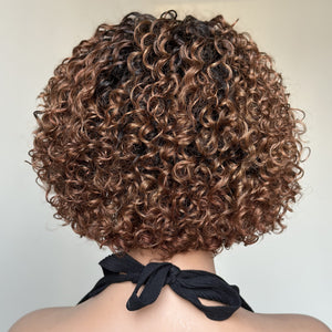 Glueless Ombre Dark Blonde Short Brazilian Curly Wig