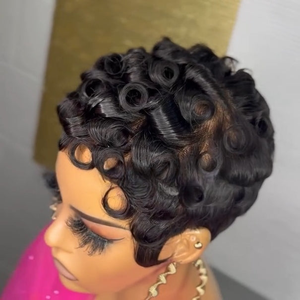Glueless Full Lace Curled Pixie Wig