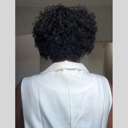 Put on & Go Pixie Cut Curly Bob Wig 100% Human Hair