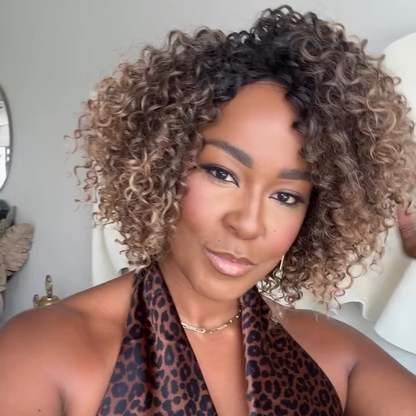 Ombre Blonde Highlight Glueless Curly Wig