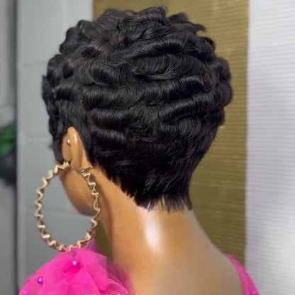 Glueless Full Lace Curled Pixie Wig