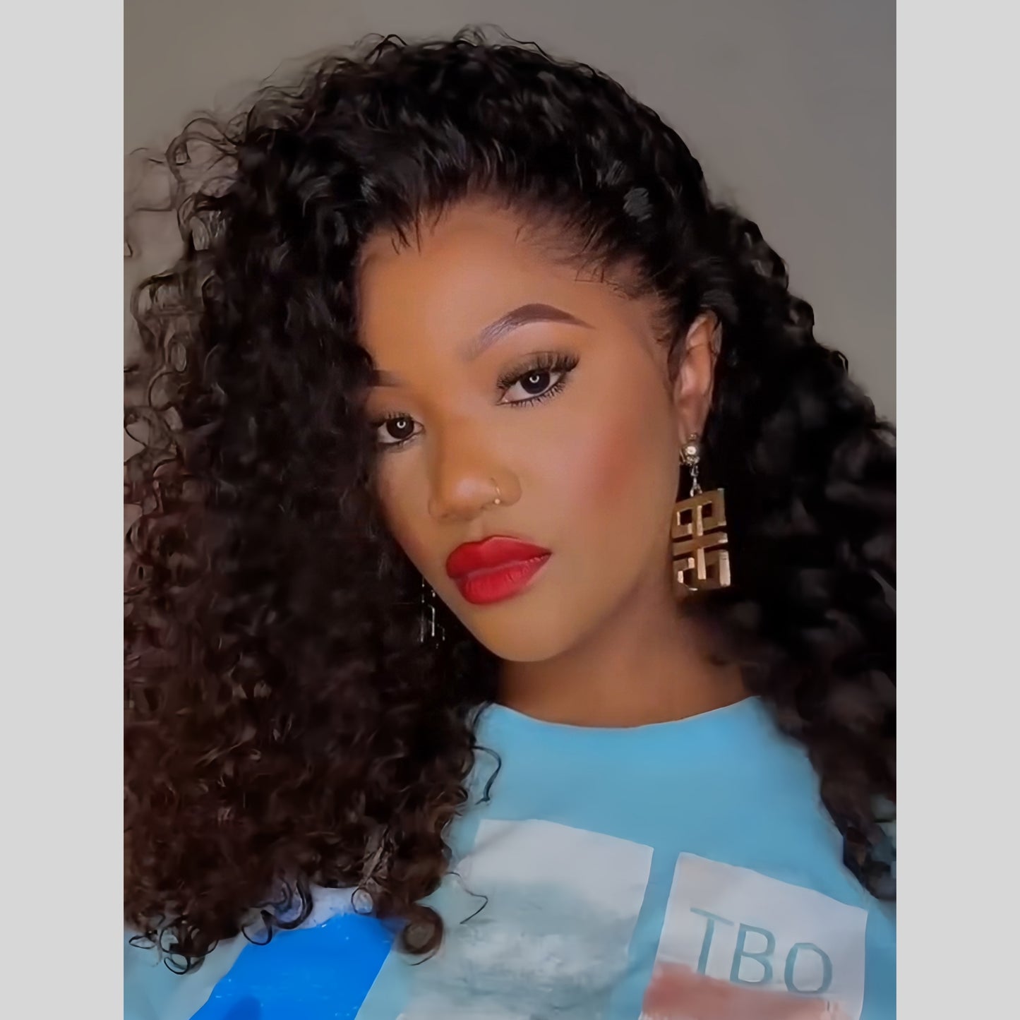 Natural Realistic Pre-plucked hairline Lace Frontal Curly Wig