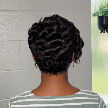 Sculpted Side Sweep Curly Pixie 13x6 Lace Frontal Wig