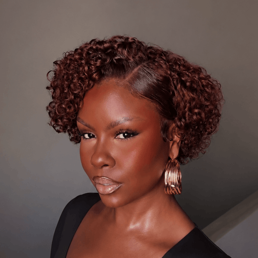 Side Part Burgundy Short Curly Wig 13x6 Lace Frontal