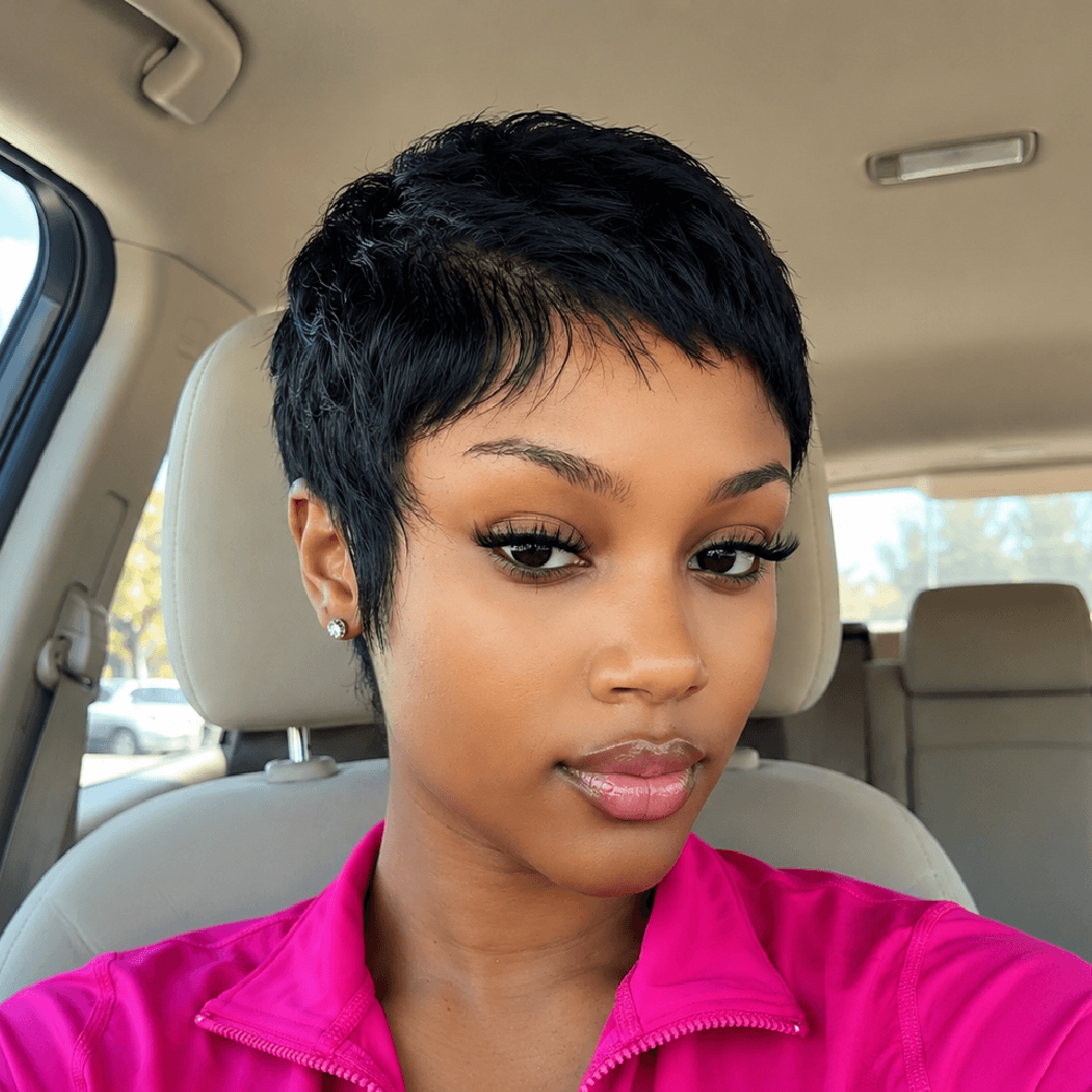 Breathable Full Lace Side Part Layered Pixie Cut Wig