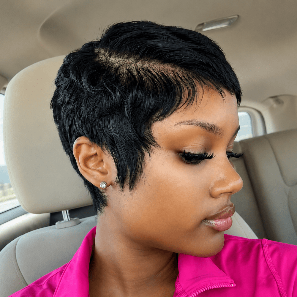 Breathable Full Lace Side Part Layered Pixie Cut Wig