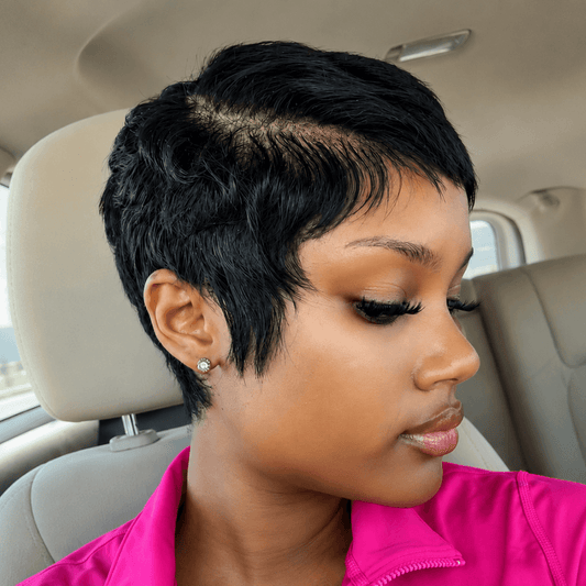 Breathable Full Lace Side Part Layered Pixie Cut Wig