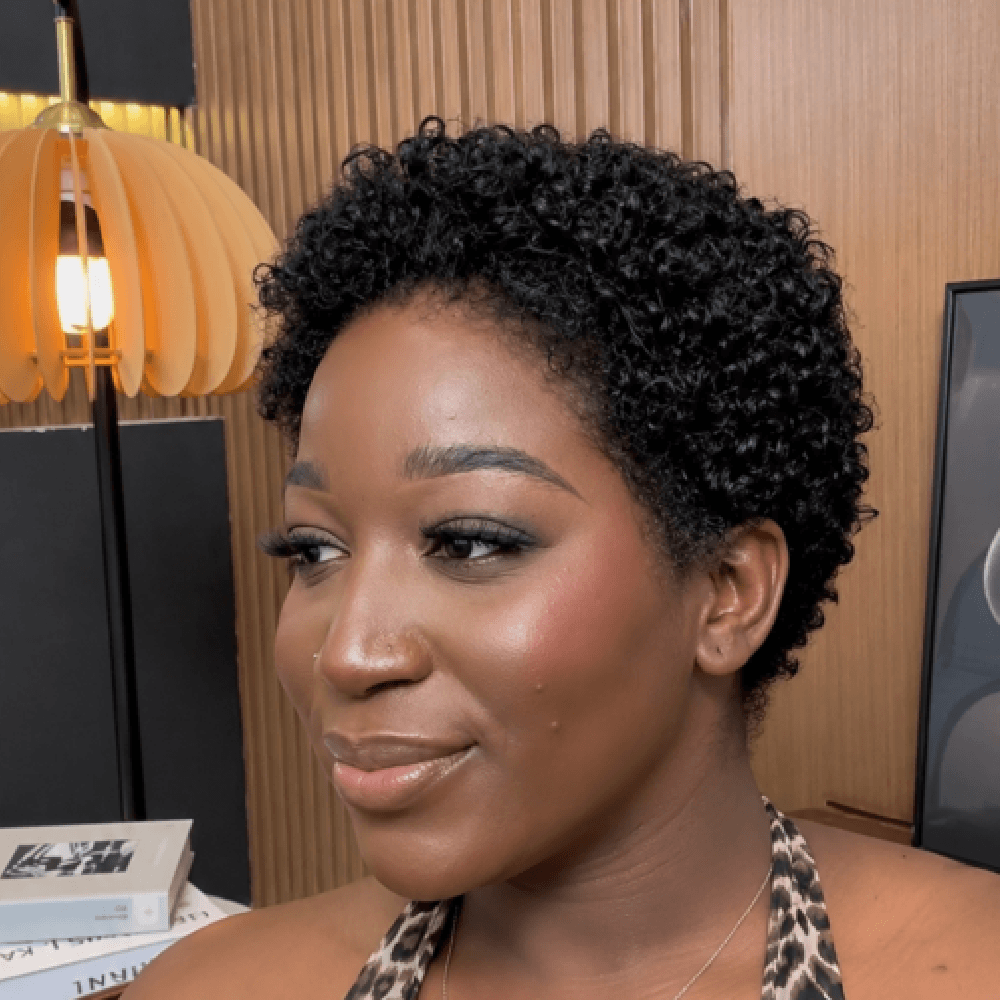 13×4 Lace Black & Brown Short Curly Pixie Wig With Drawstring