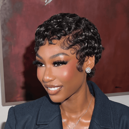 Full Lace Vintage Curls Glam Side Part Pixie Wig