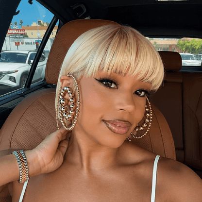 Y2K 613 Blonde Sliky Straight Bob Wig with Wispy Bangs