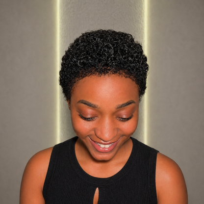 Big Chop Full Lace Afro Curly Pixie Wig With Natural 4c Edges