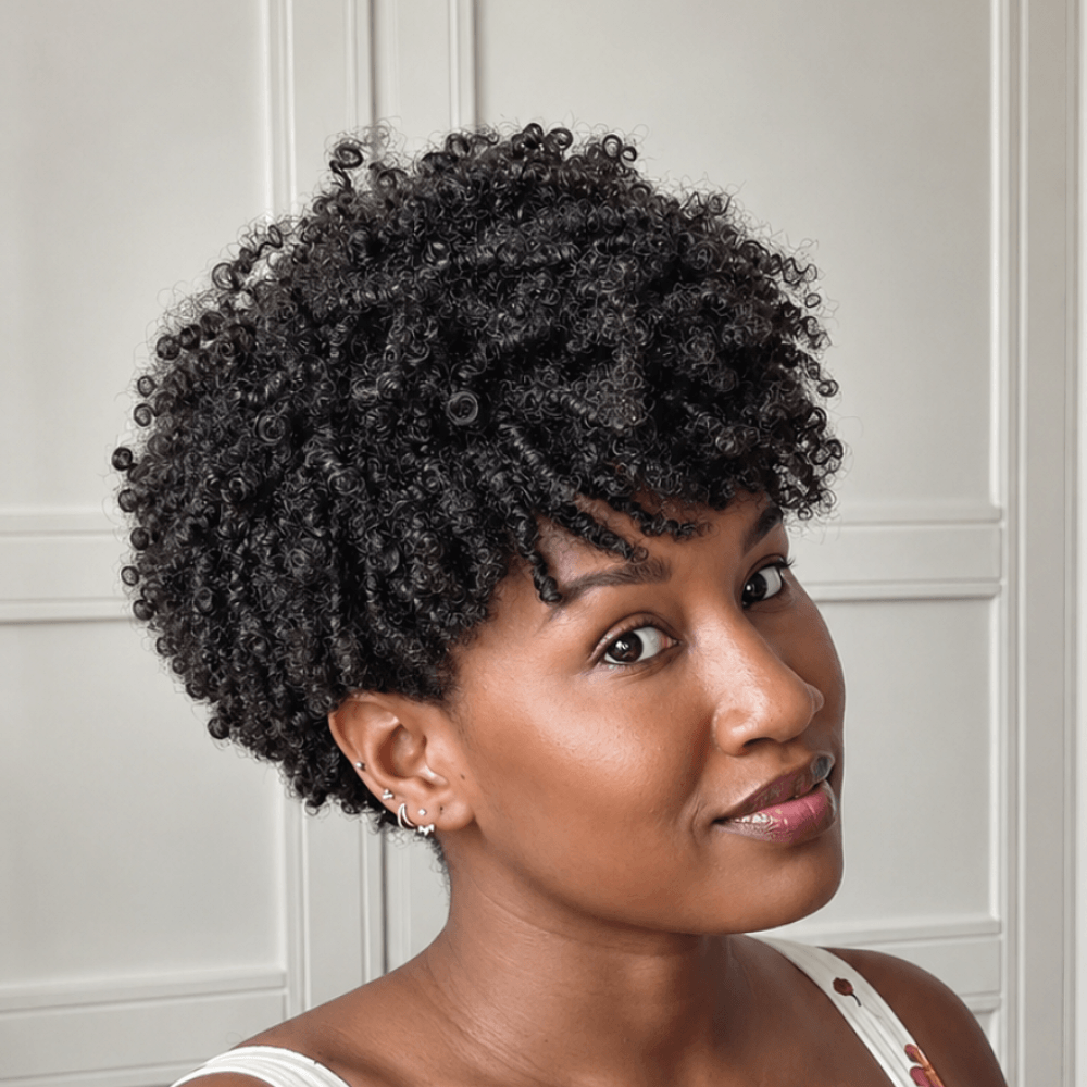 Wear & Go Mini Curly Afro Pixie Wig Human Hair