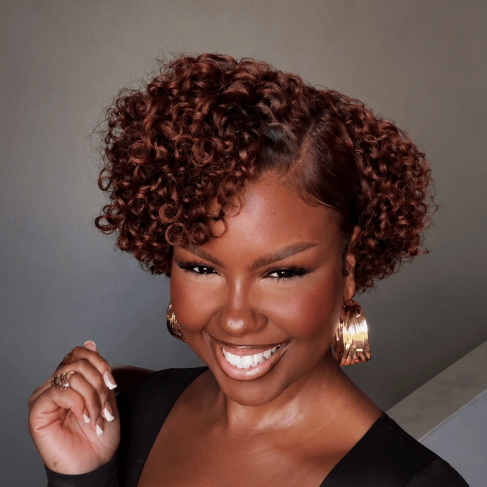 Side Part Burgundy Short Curly Wig 13x6 Lace Frontal