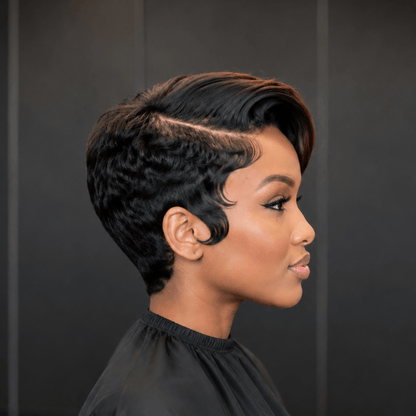 13x6 Lace Side Parted Layered Pixie Cut Wig With Highlights Swept Bangs