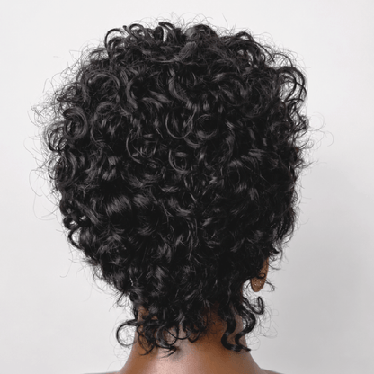 Full Lace Curly Pixie Cut Wig with Side Swept Waves