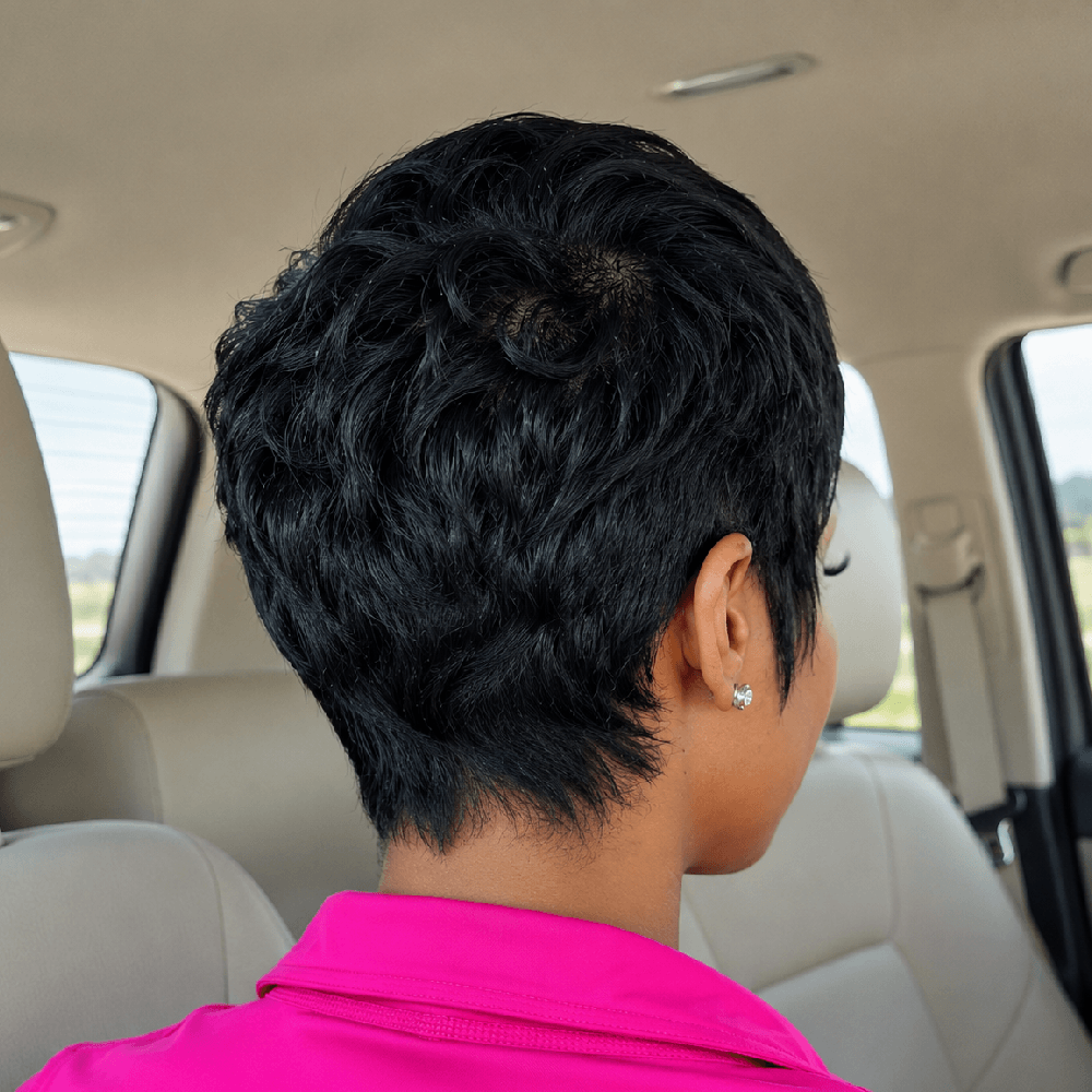 Breathable Full Lace Side Part Layered Pixie Cut Wig