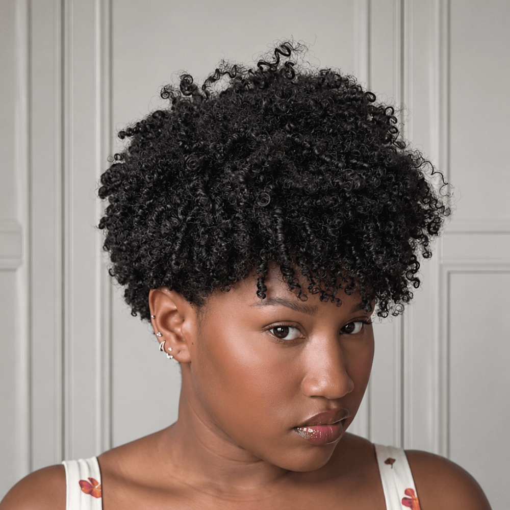 Wear & Go Mini Curly Afro Pixie Wig Human Hair