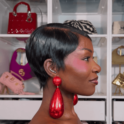 Full Lace Sleek Pixie Cut Wig with Deep Side Part