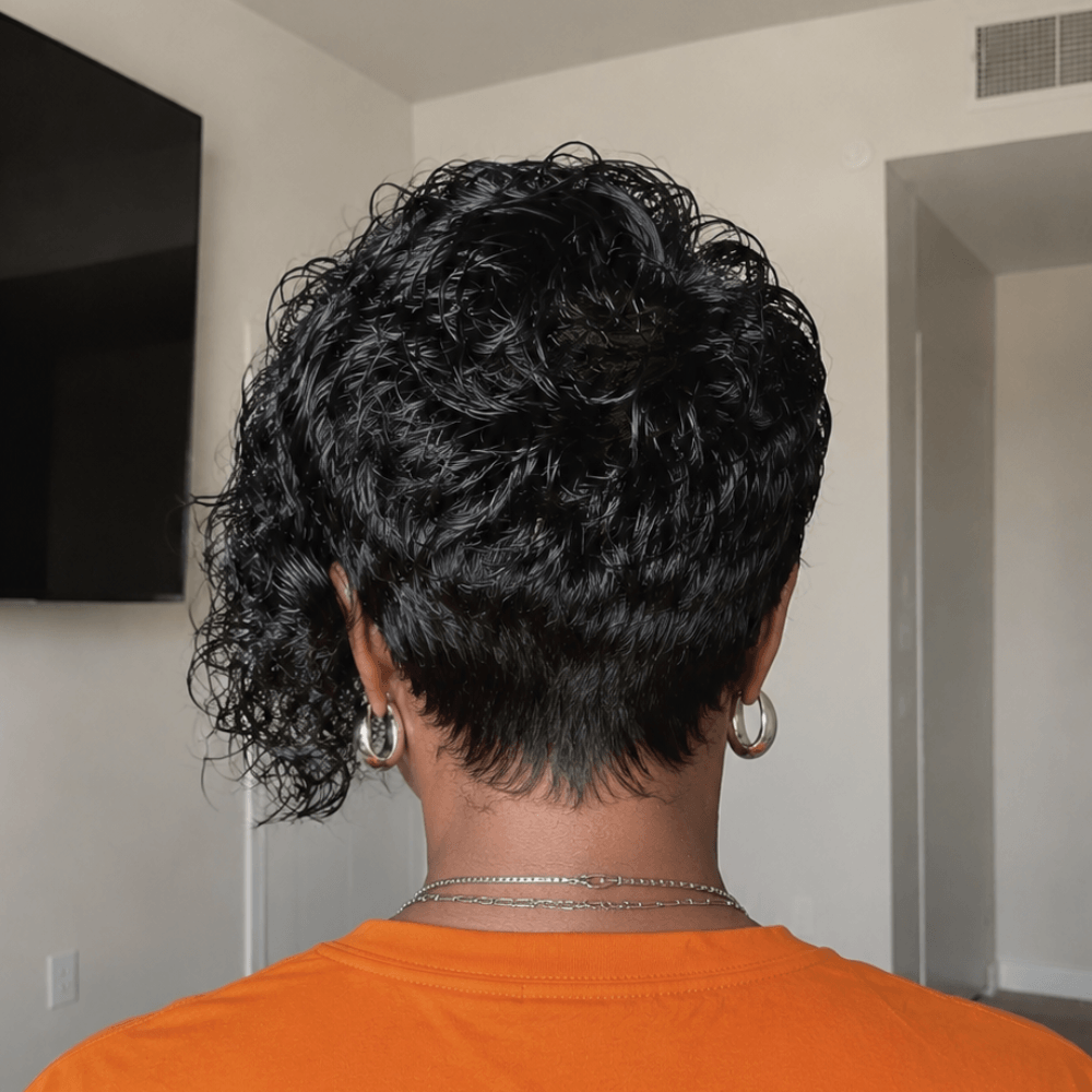 13×6 Lace Side-Swept Curly Pixie Wig with Secure Drawstring