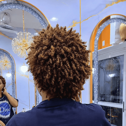Chestnut Brown Human Hair Full Lace Twisted Afro Pixie Wig