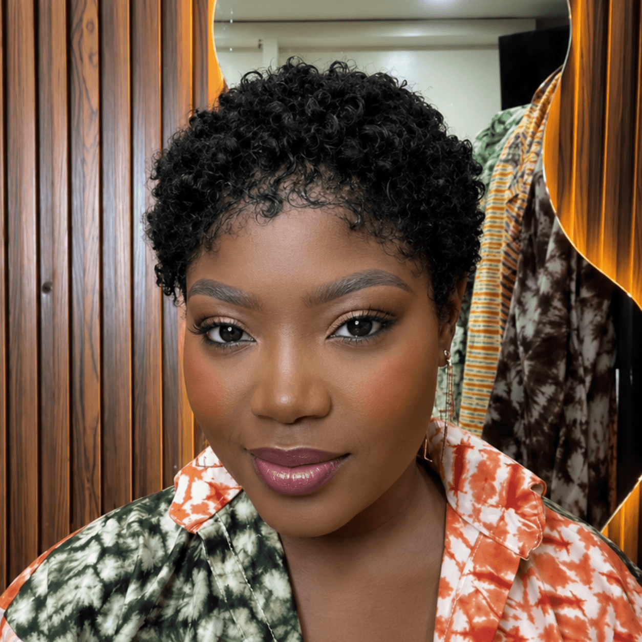 Glueless Burgundy And Black Full Lace Afro Curly Pixie Wig