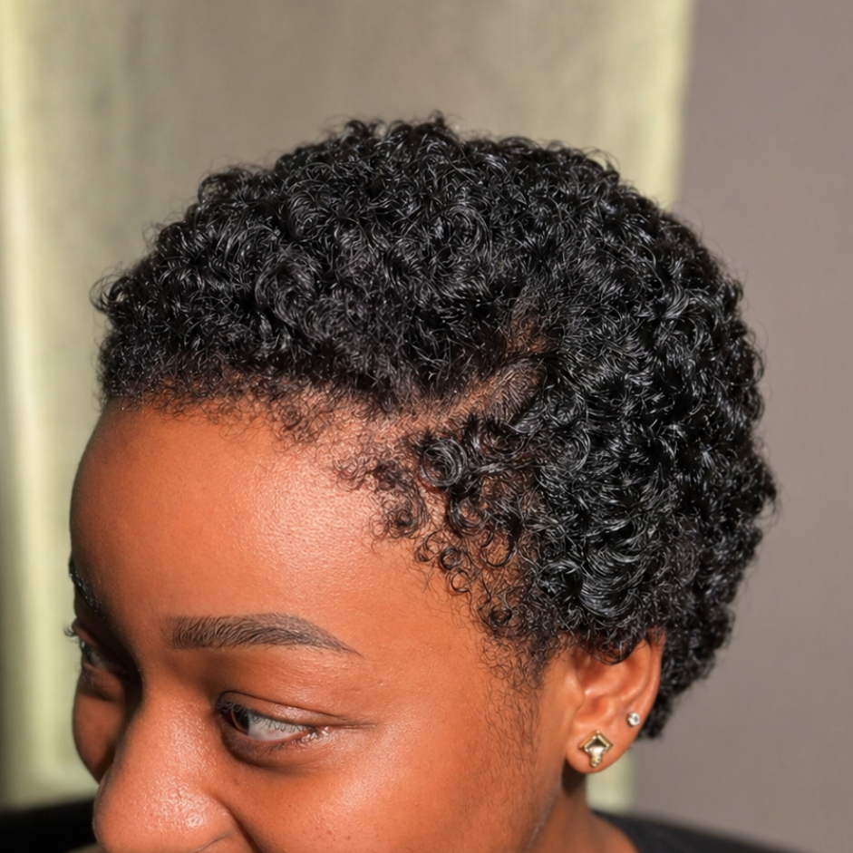 Big Chop Full Lace Afro Curly Pixie Wig With Natural 4c Edges