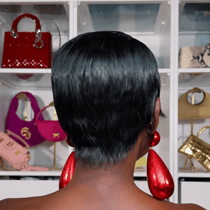 Full Lace Sleek Pixie Cut Wig with Deep Side Part