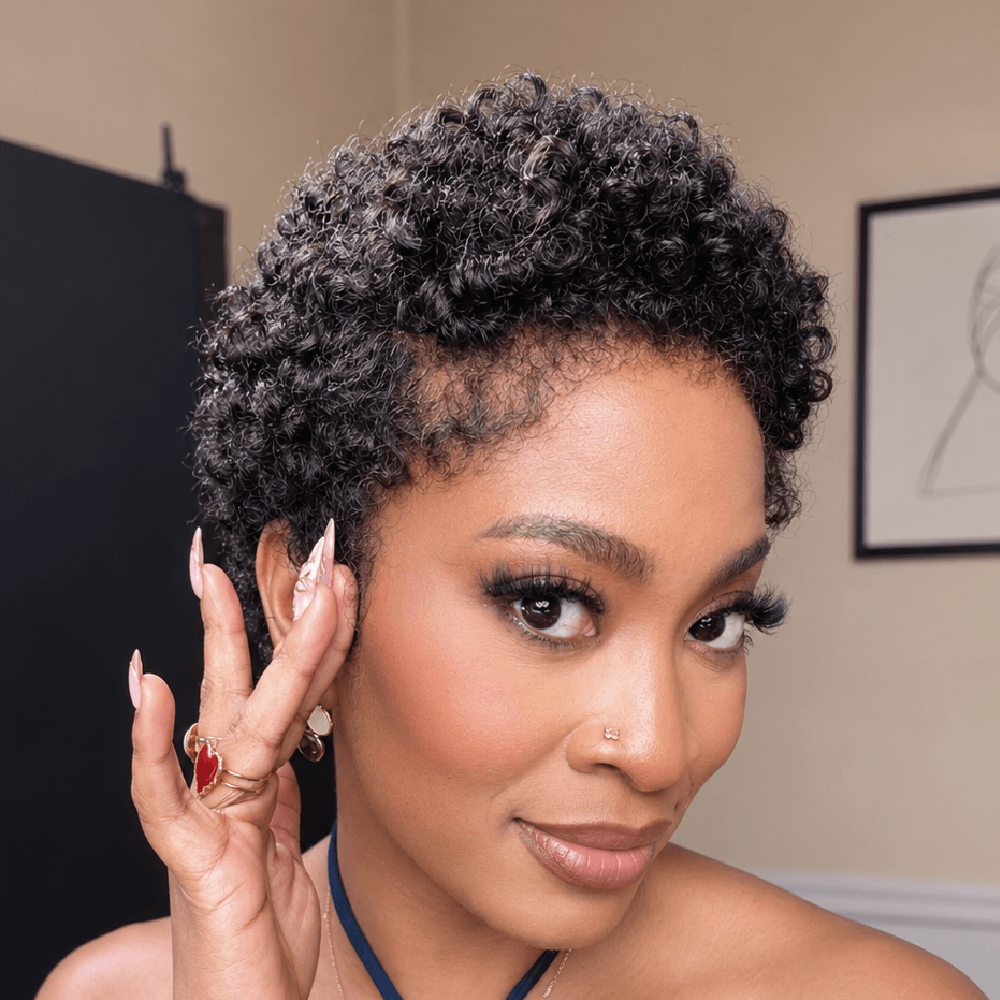 Beginger Friendly Full Lace Short Curly Afro Pixie Wig Human Hair