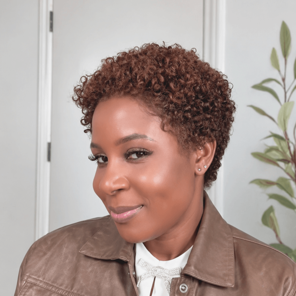 13×4 Lace Black & Brown Short Curly Pixie Wig With Drawstring