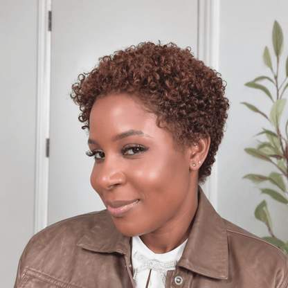 13×4 Lace Black & Brown Short Curly Pixie Wig With Drawstring