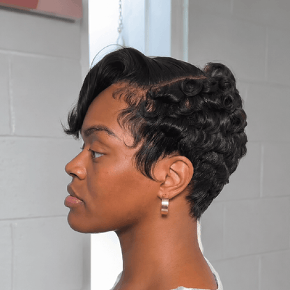 Sculpted Side Sweep Curly Pixie 13x6 Lace Frontal Wig