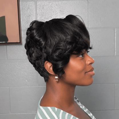 Sculpted Side Sweep Curly Pixie 13x6 Lace Frontal Wig